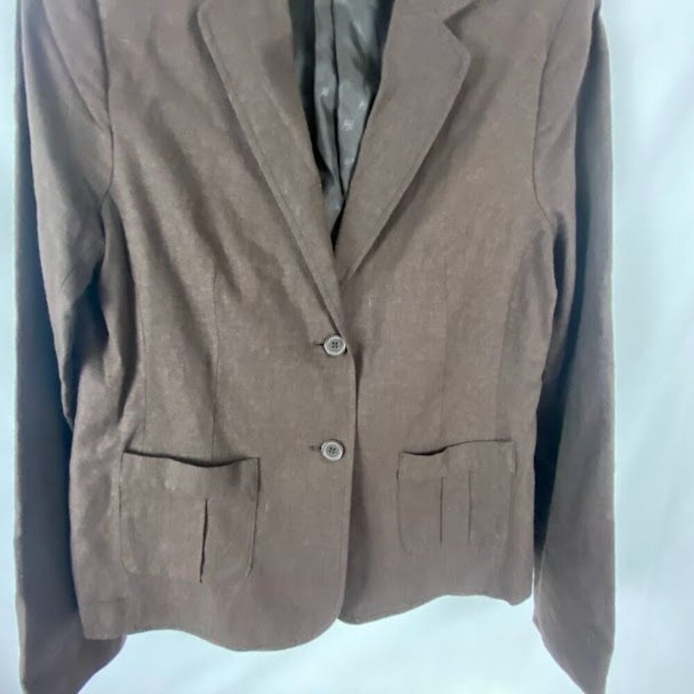 BCBG Maxazria Brown Linen Blend Blazer Jacket Women's‎ Large - Picture 5 of 12